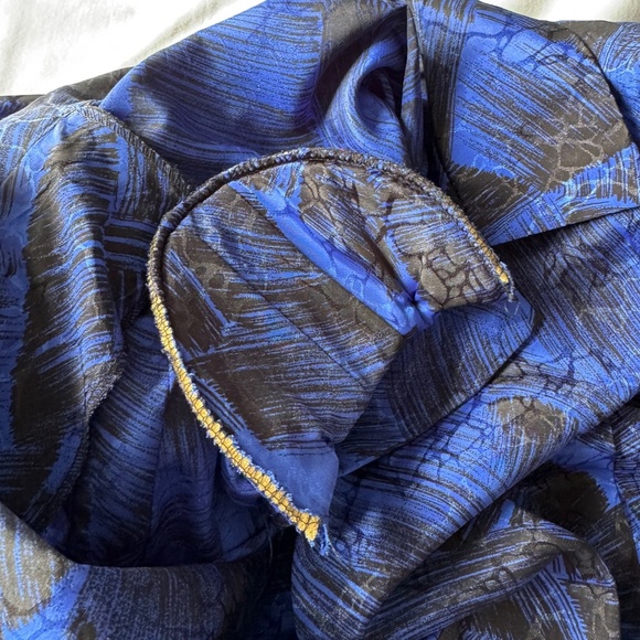 Silhouettes Women's Vintage Satin 1/2 Button Midi Dress Blue/Black 16 Formal 80s - Picture 9 of 16